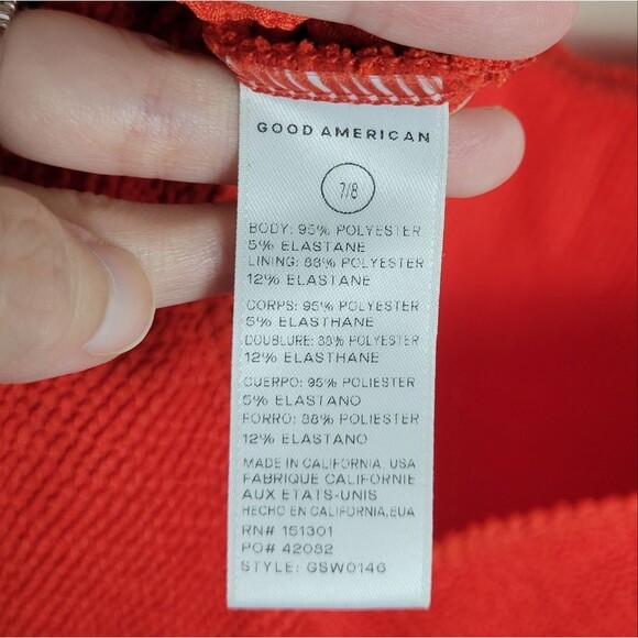 Good American Plus Always Fits Bright Poppy Crinkle One Piece Swimsuit - Picture 8 of 10